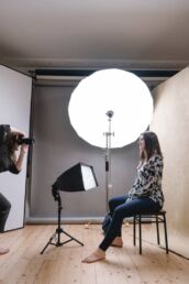 A behind the scenes photoshoot of a London portrait photographer