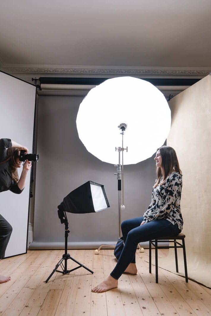 A behind the scenes photoshoot of a London portrait photographer