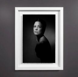 London boudoir photography wall art of a woman in black and white