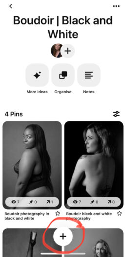a screen shot of how to make a Pinterest board for your photoshoot