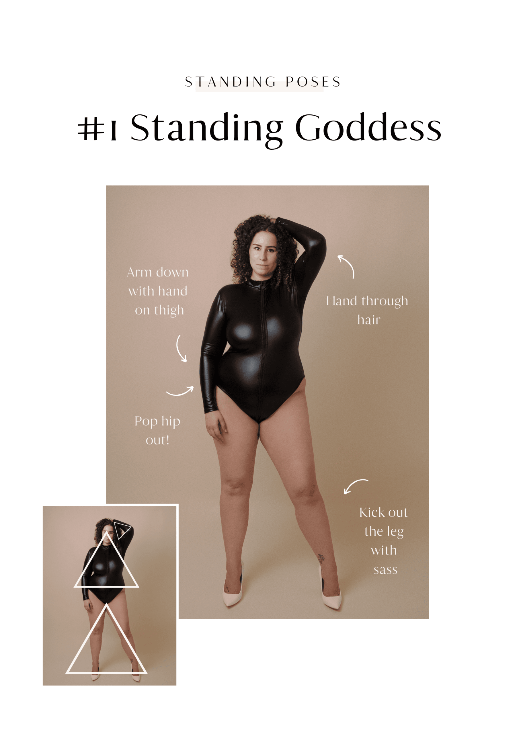 a curvy woman standing in boudoir poses in high heels