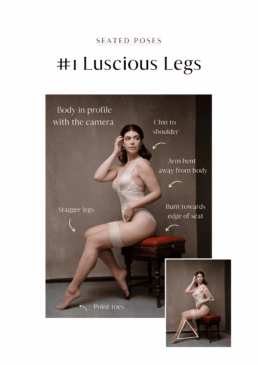 a woman in white lingerie n a red chair in boudoir poses
