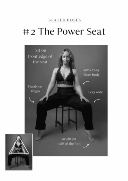 a black and white image of a woman lokoing powerful on a chair for boudoir poses