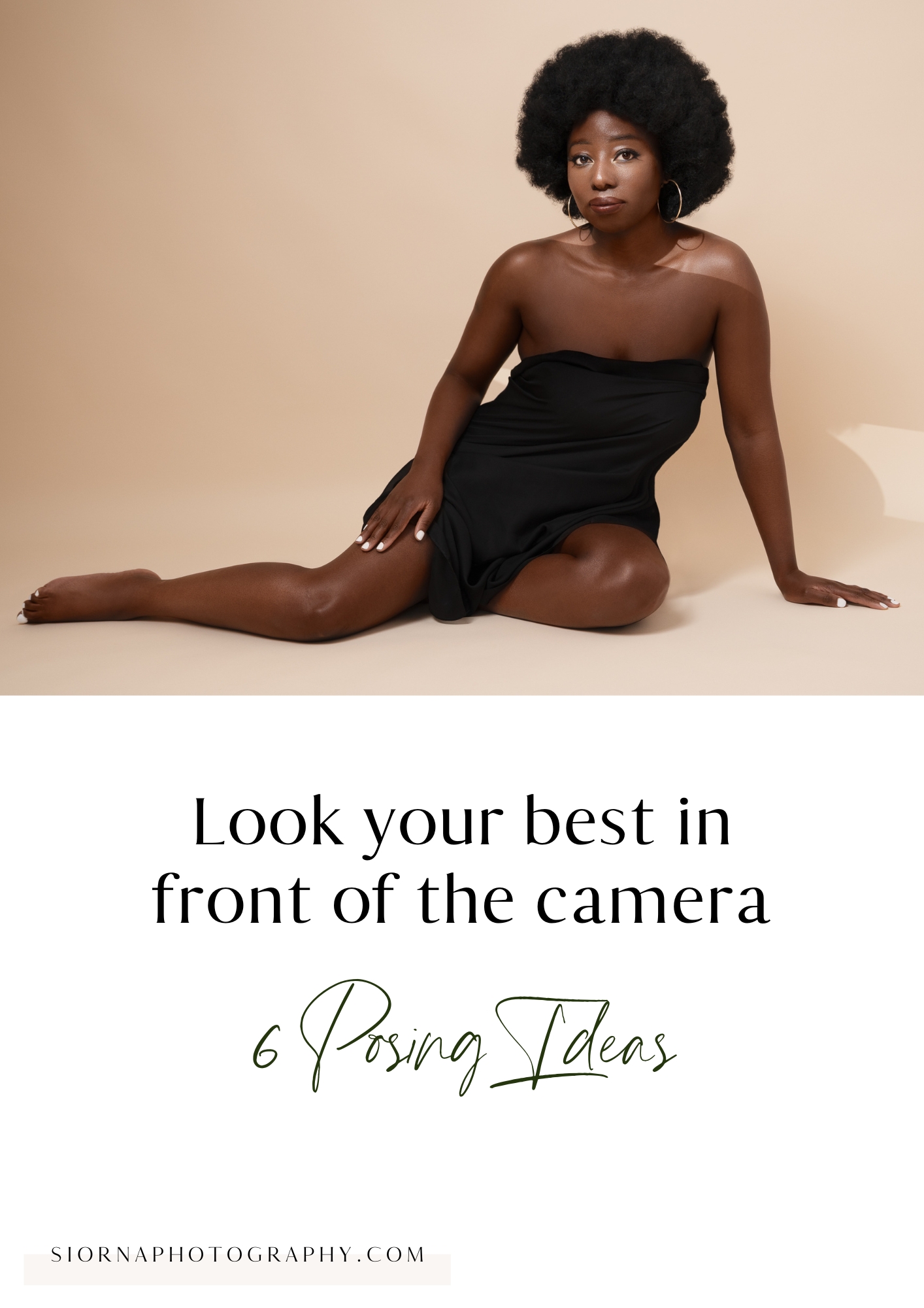 A posing guide front cover with a black woman lying on the floor in a silk robe