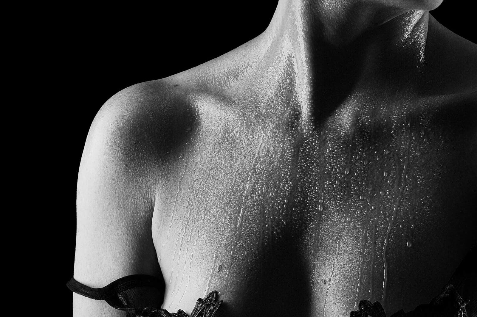 water droplets on skin from boudoir shot