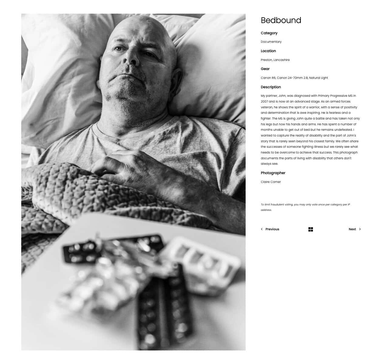 a military veteran in bed with pills by Claire Corner