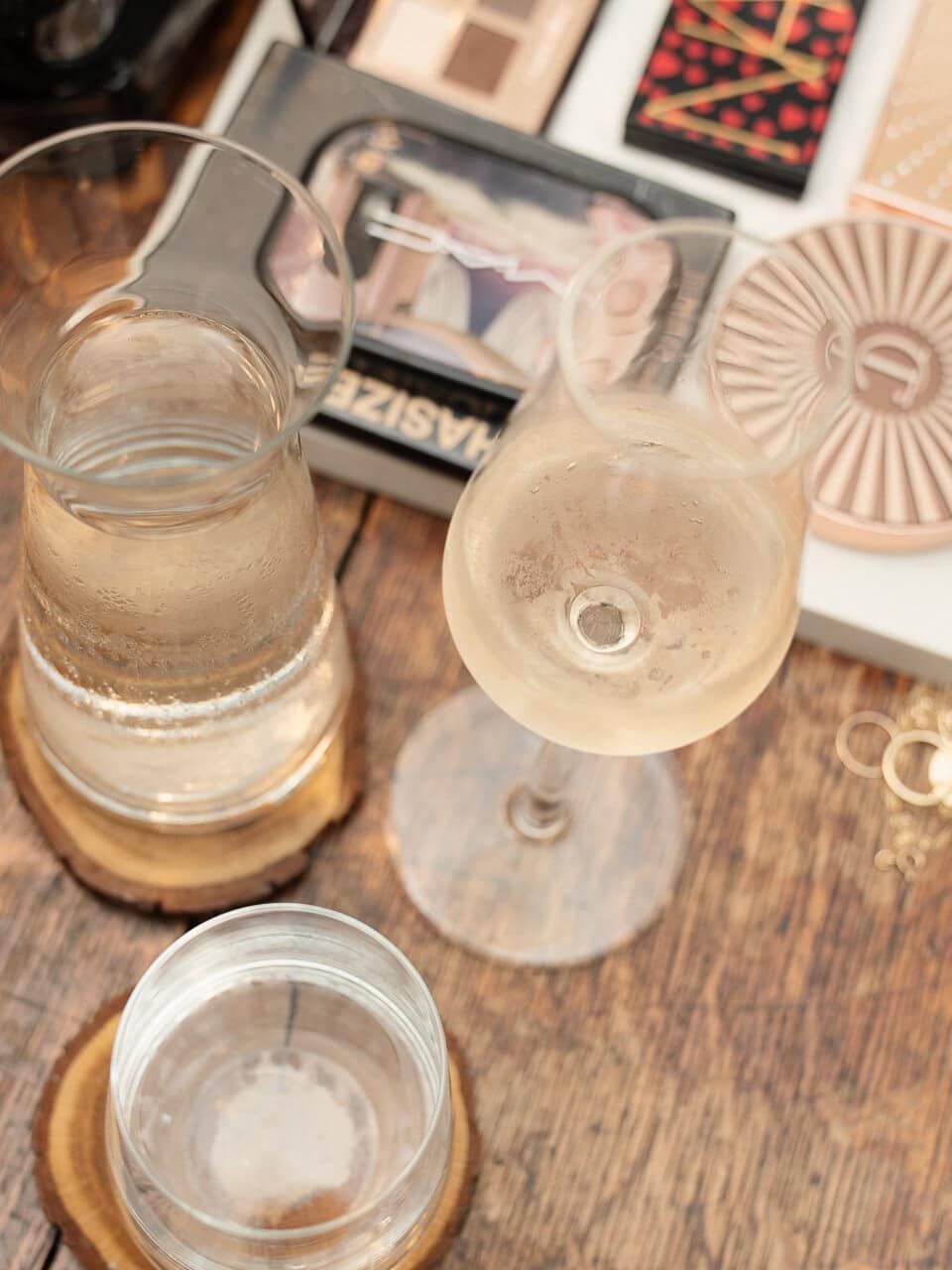sparkling wine and refreshments available with hair and makeup at a london boudoir studio