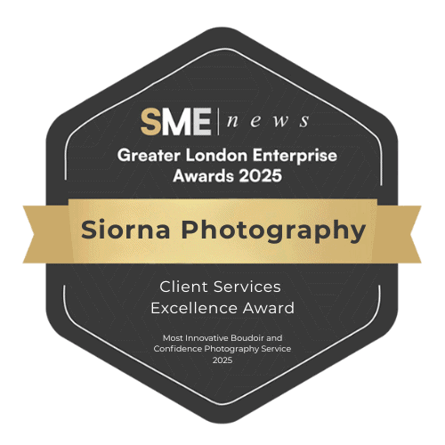 colour version of the Client Service Excellence Award for Siorna Photography at the Greater London Enterprise Awards 2025