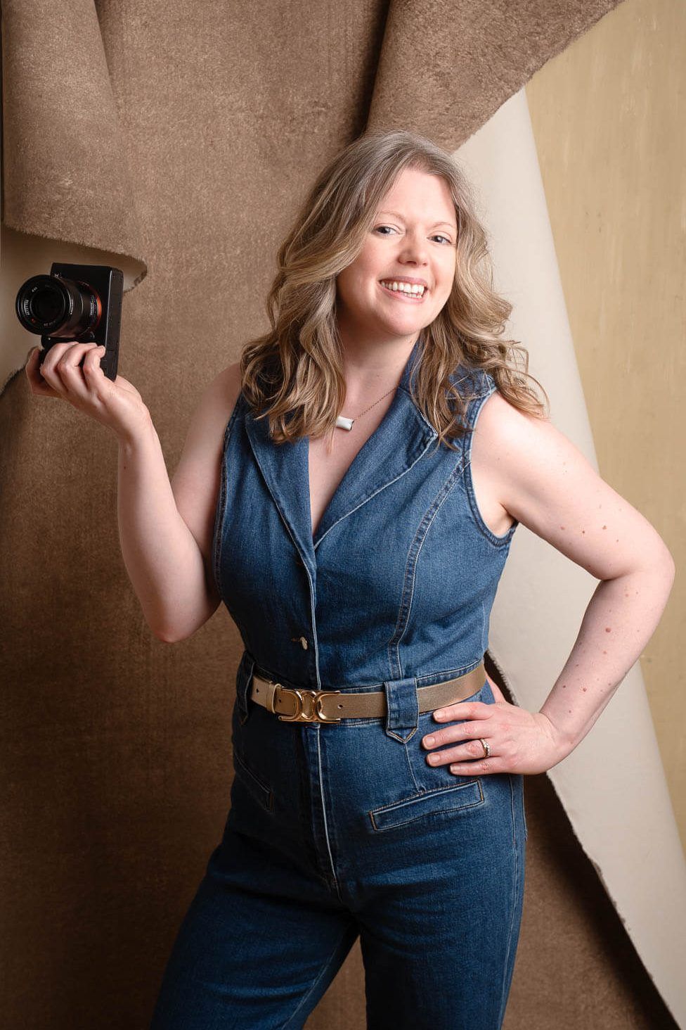 Professional female photographer Siorna Ashby in her London studio