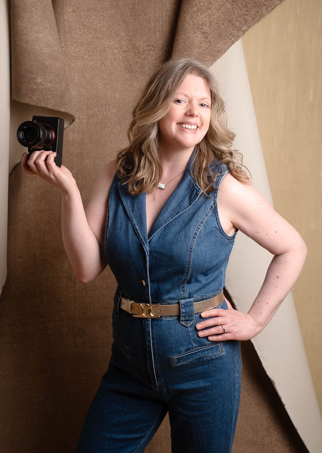 Professional female photographer Siorna Ashby in her London studio
